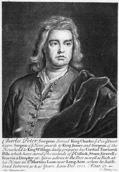 Charles Peter, gegraveerd door Joseph Nutting, 1705 door Anton Schoonjans
